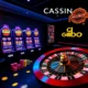A vibrant and modern online casino interface with glowing slot machines, colorful chips, and a stylized roulette wheel, conveying excitement and luxury, with subtle golden accents and a sleek dark background, evoking the advantages of Gizbo Casino