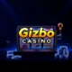 A modern online casino interface with sleek design, featuring a stylized Gizbo Casino logo, glowing slot machine reels, digital chips, and subtle neon accents in dark blue and gold tones, conveying luxury and excitement without any text or numbers visible