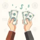 A symbolic illustration showing government bonds replacing money in people's hands, with paper currency fading or dissolving into bond certificates, set against a neutral background with subtle financial motifs like charts or government seals, in a clean, minimalist, high-quality style